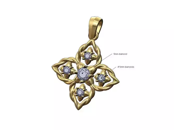 Braided rope 5mm diamond bud flower pendant charm