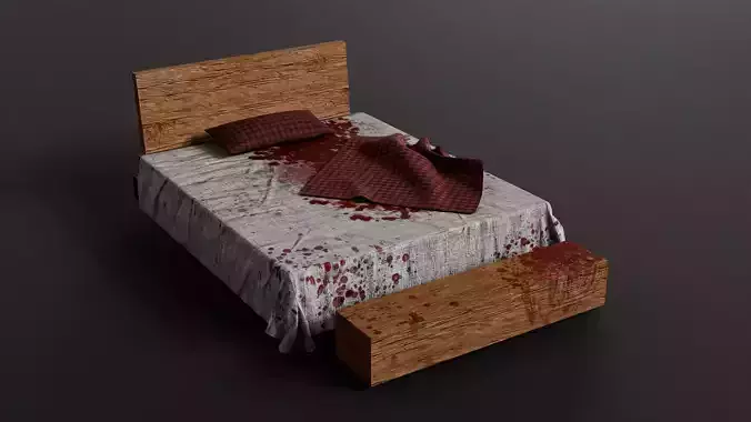 Blood stained bed Game Assets item2