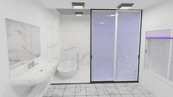 Modern Bathroom Interior Design Low-poly 3D model