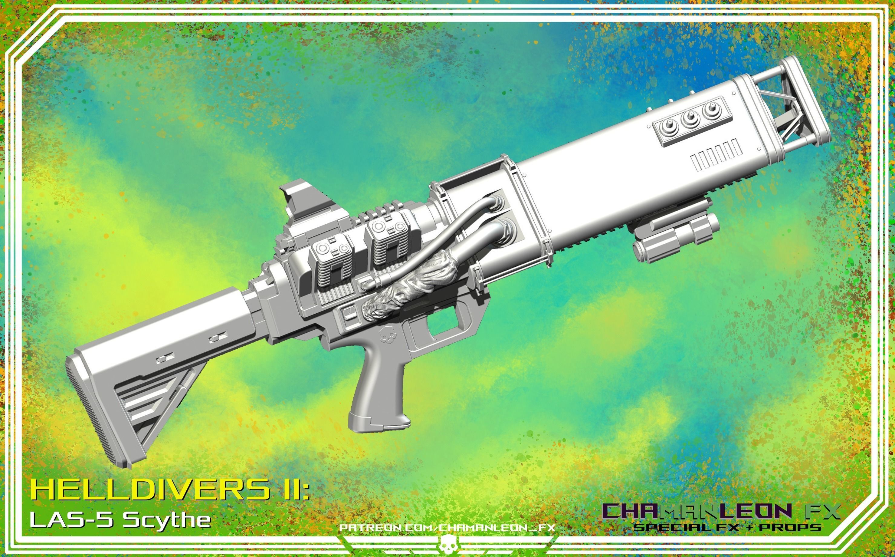 Helldivers 2 LAS-5 Scythe Laser Cosplay Prop 3D print model_5