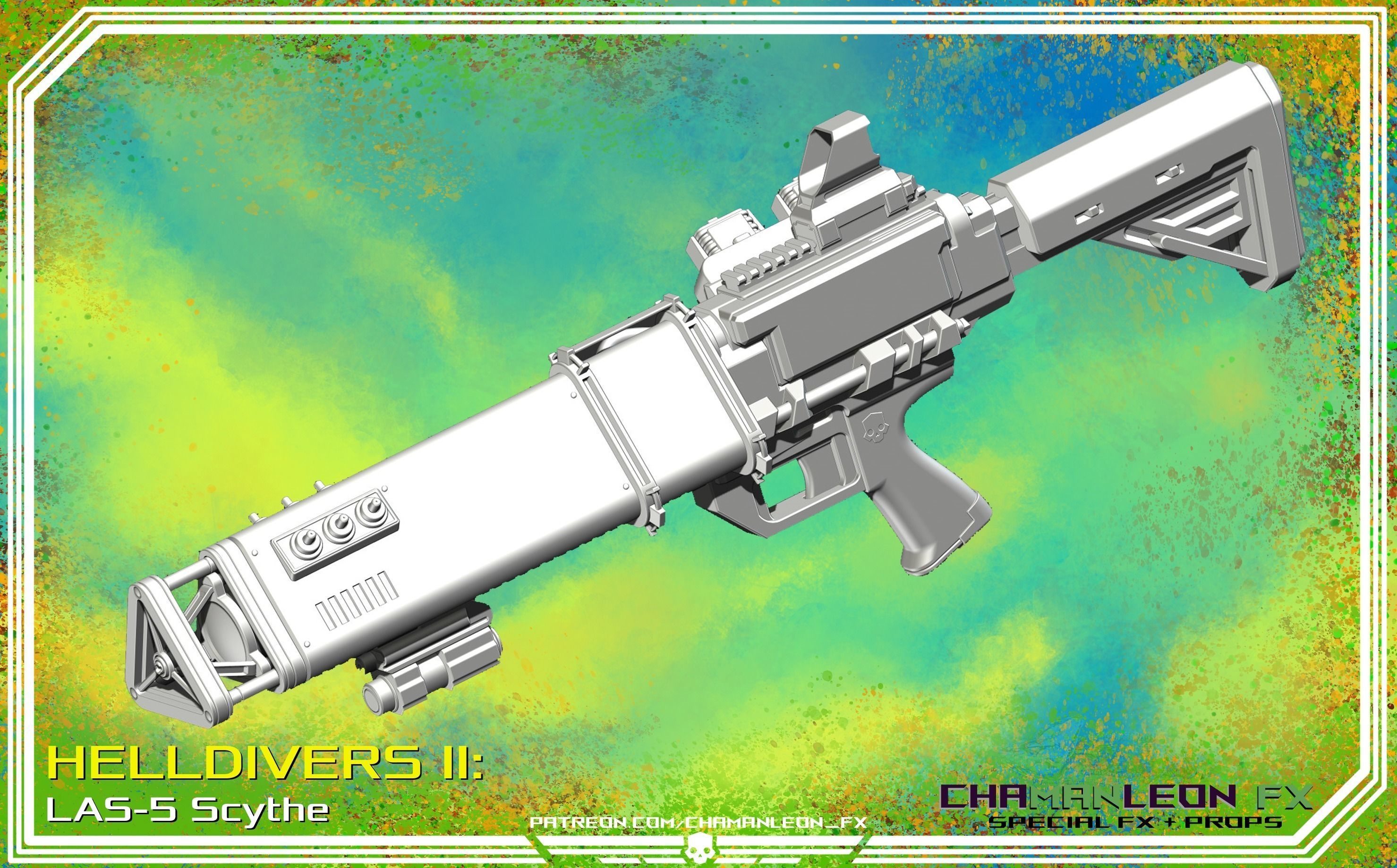 Helldivers 2 LAS-5 Scythe Laser Cosplay Prop 3D print model_7