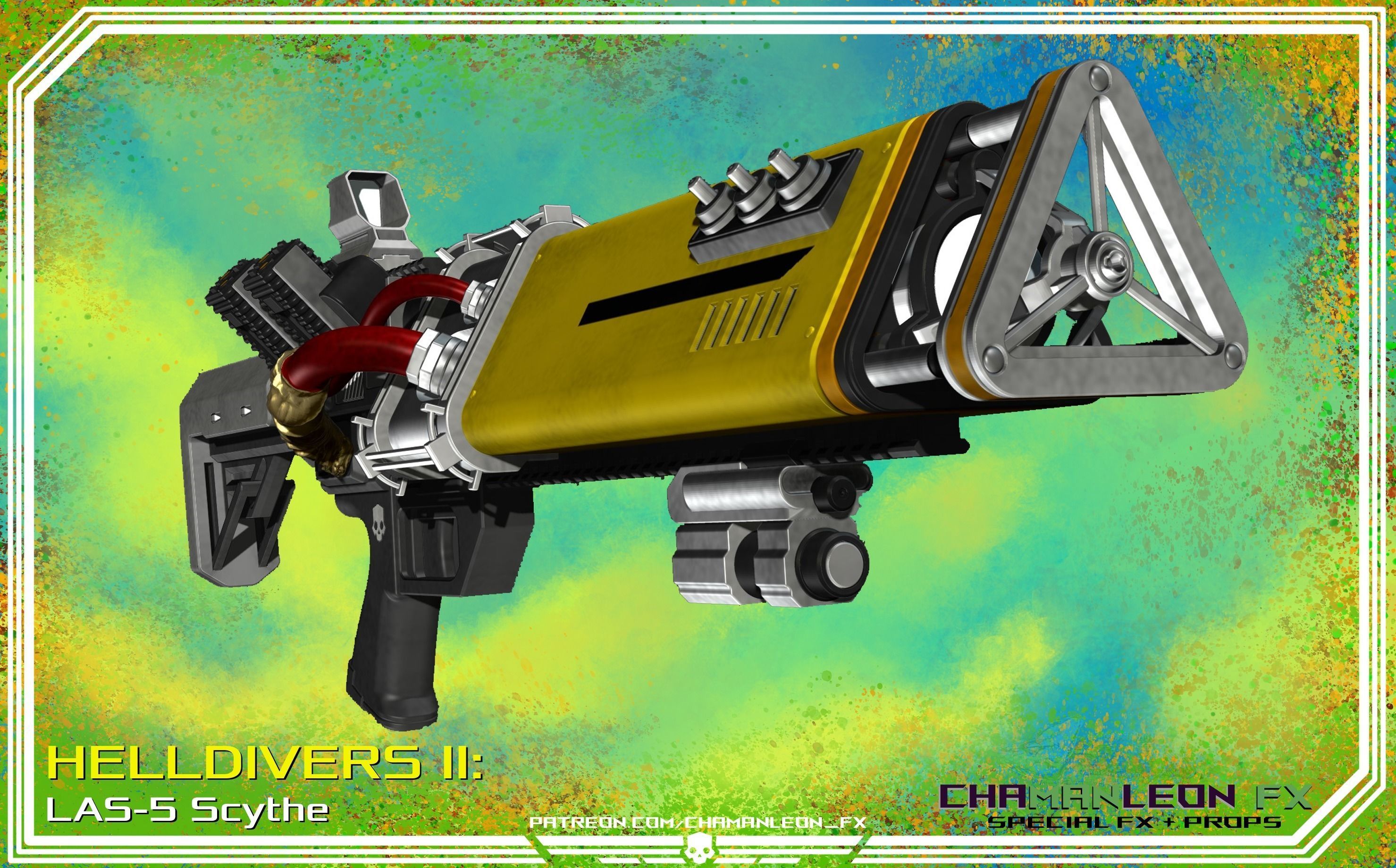 Helldivers 2 LAS-5 Scythe Laser Cosplay Prop 3D print model_1