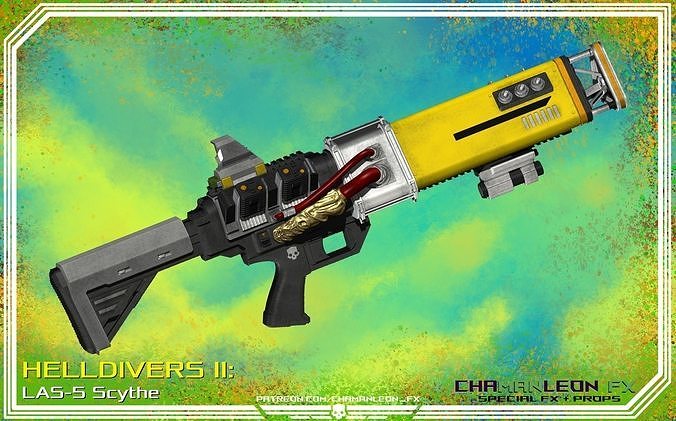 Helldivers 2 LAS-5 Scythe Laser Cosplay Prop 3D print model