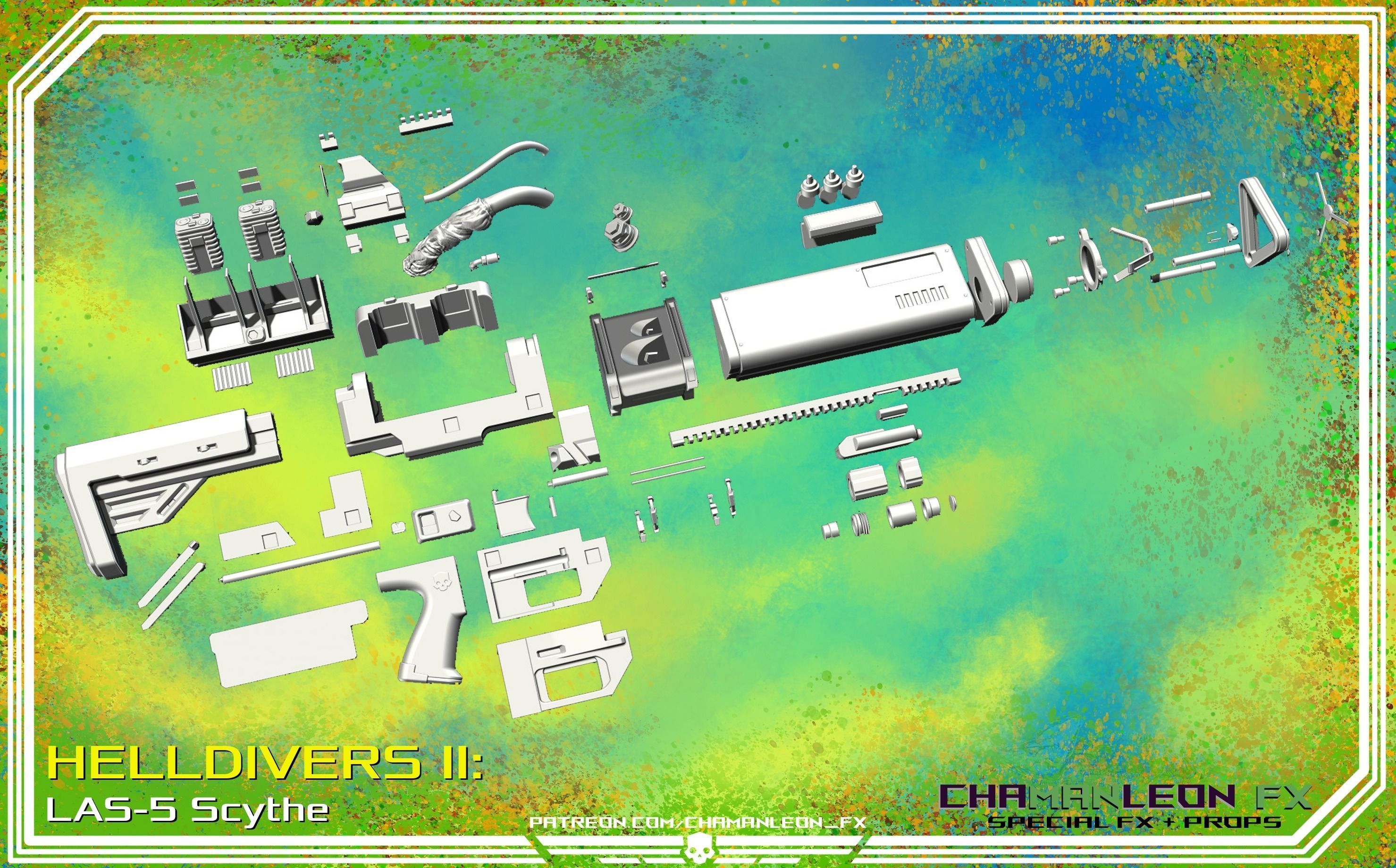 Helldivers 2 LAS-5 Scythe Laser Cosplay Prop 3D print model_4