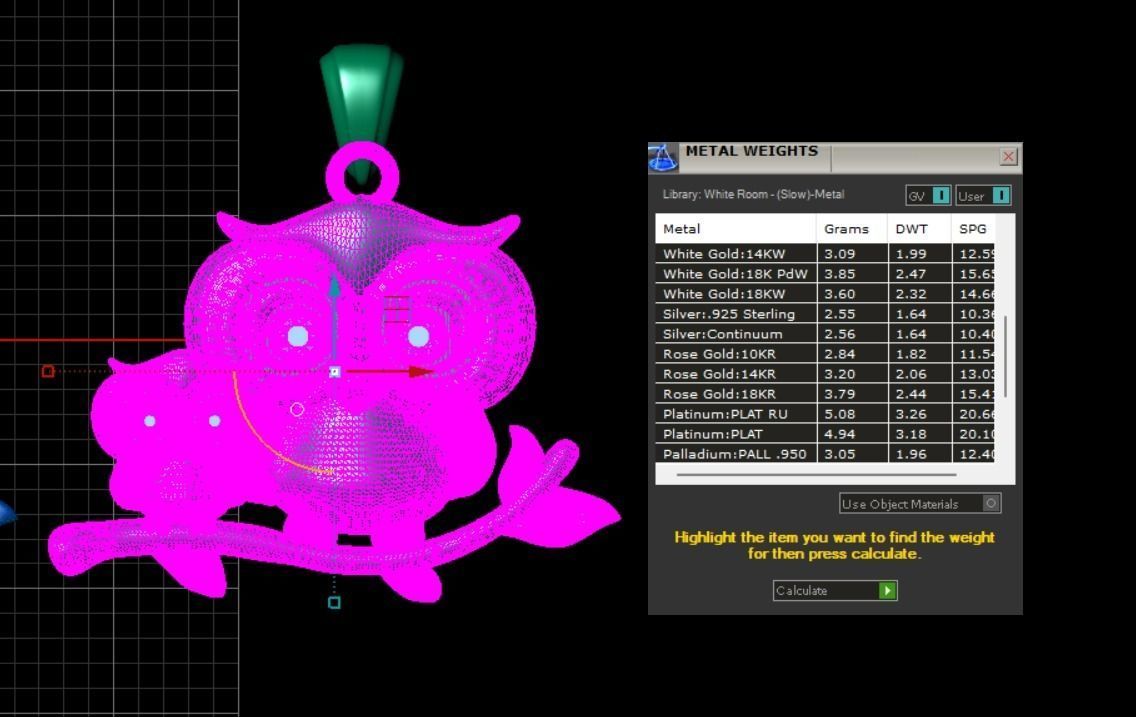 owl pendant 3D print model_8