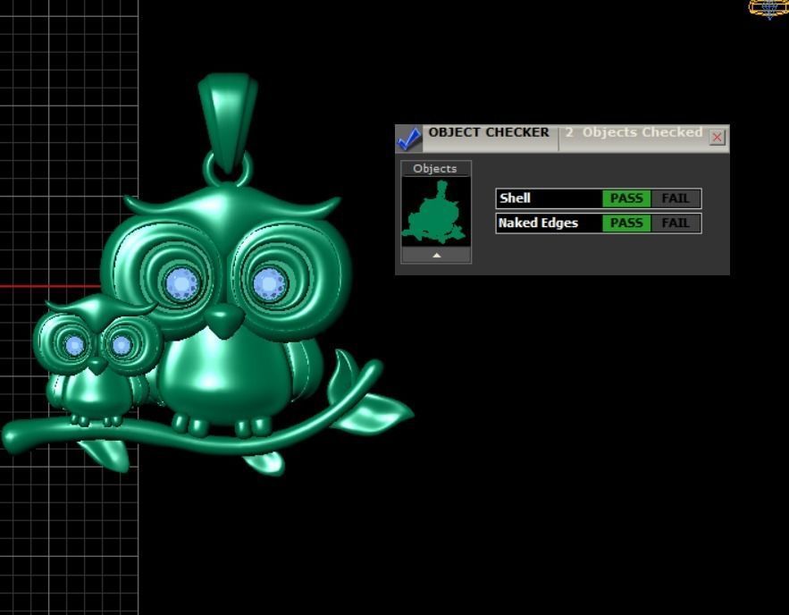 owl pendant 3D print model_6