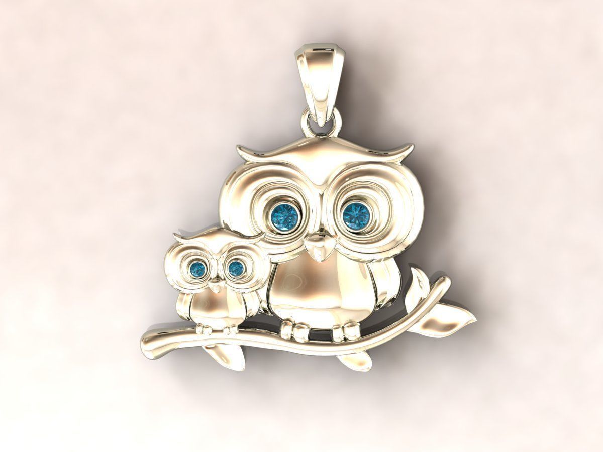 owl pendant 3D print model_2