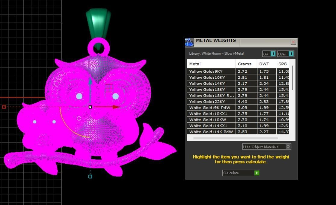 owl pendant 3D print model_7