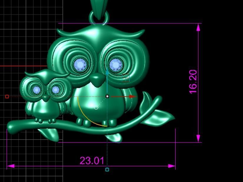 owl pendant 3D print model_10