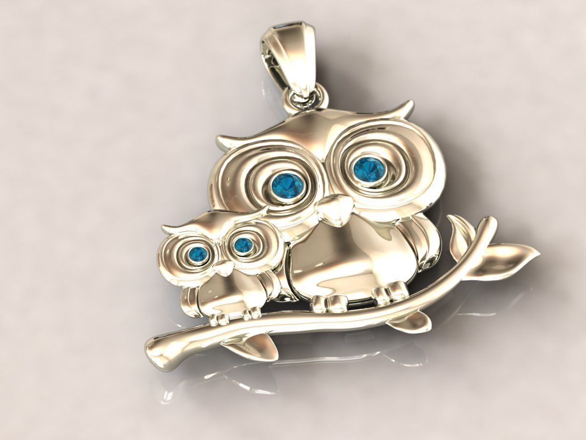 owl pendant 3D print model_1