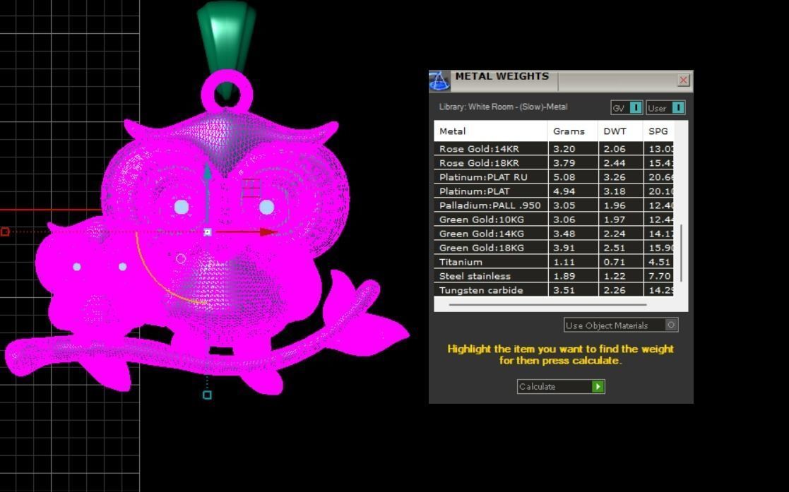 owl pendant 3D print model_9