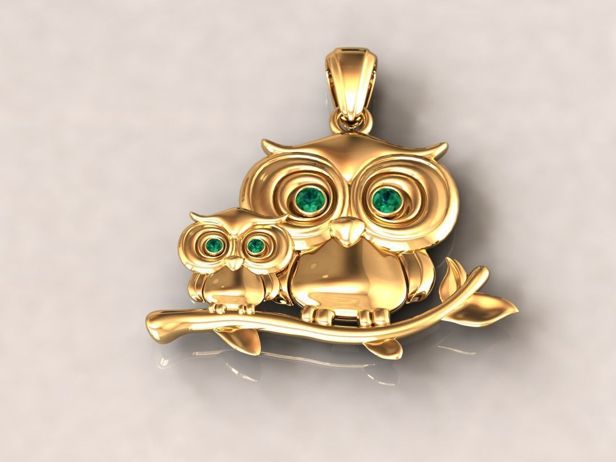 owl pendant 3D print model_5