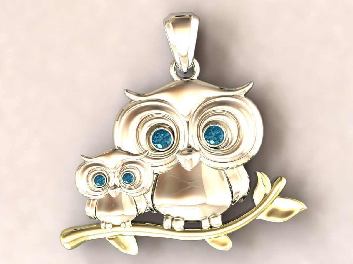 owl pendant 3D print model_3
