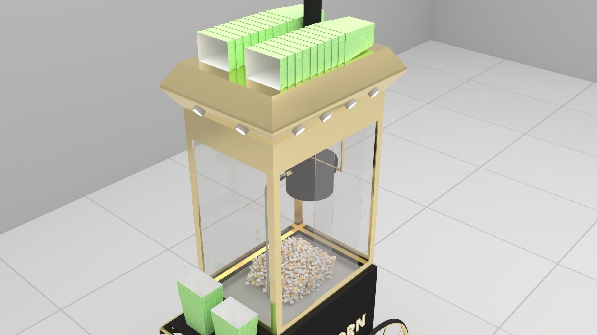 popcorn cart 3D model_3