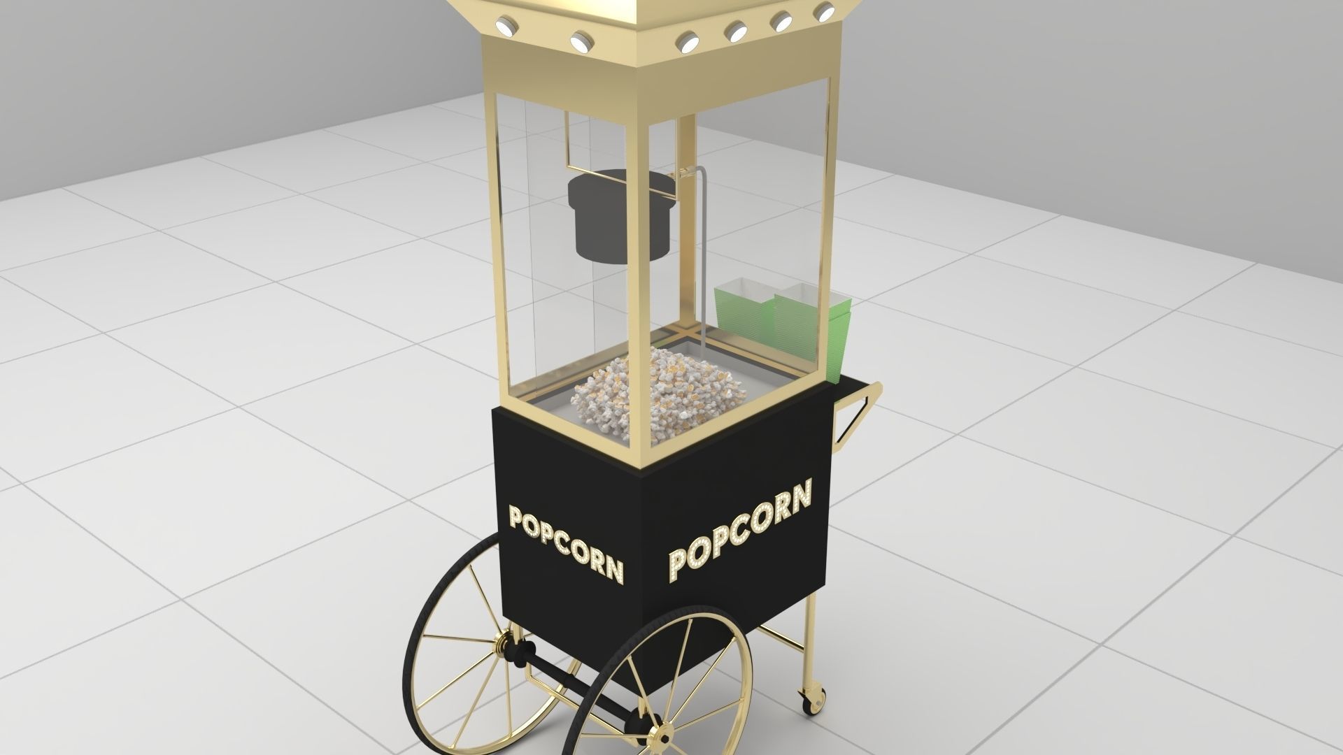 popcorn cart 3D model_2