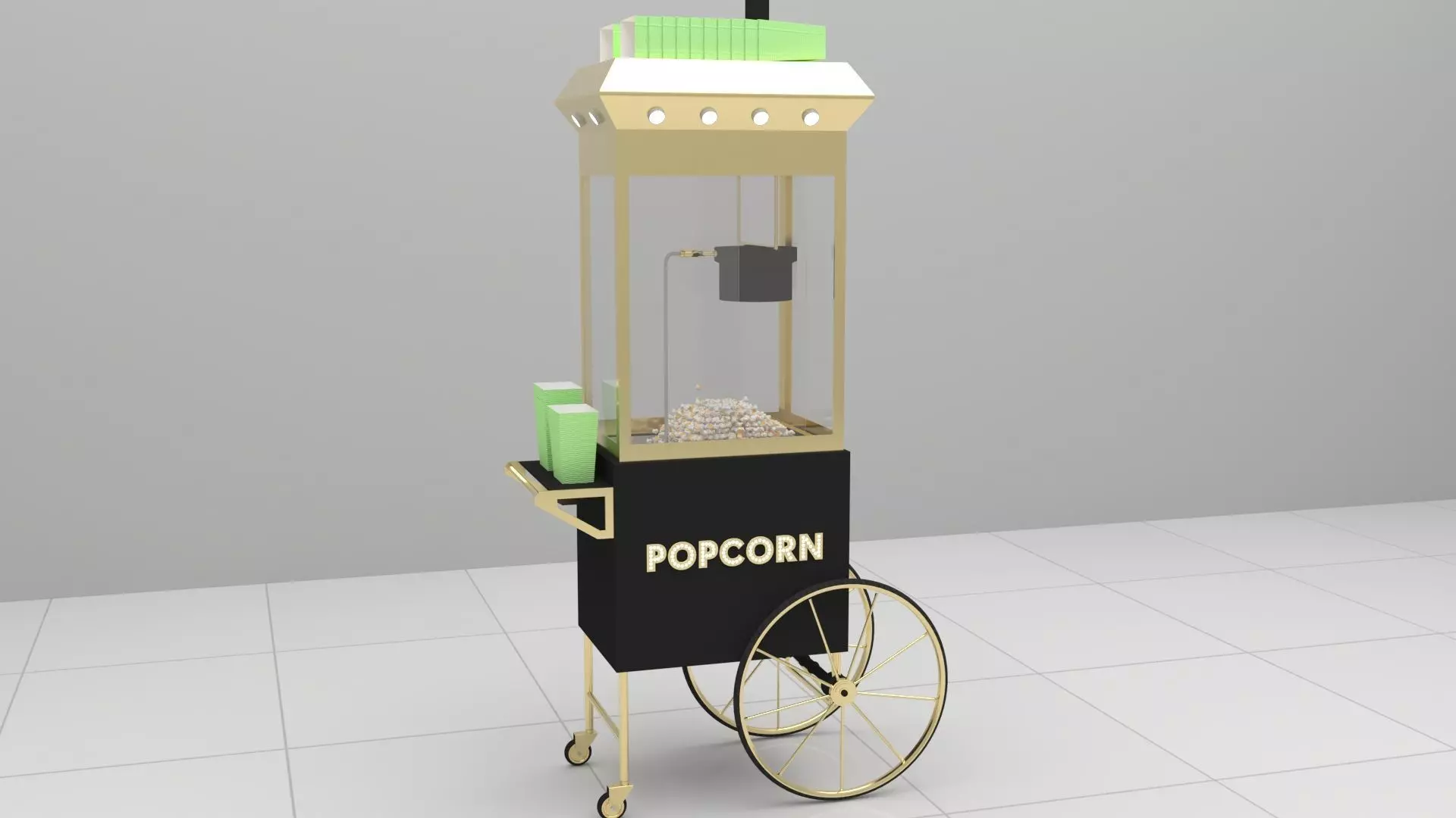 popcorn cart 3D model_0