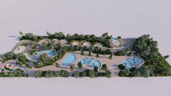 park-public park-Private Park Landscape 3D model 2