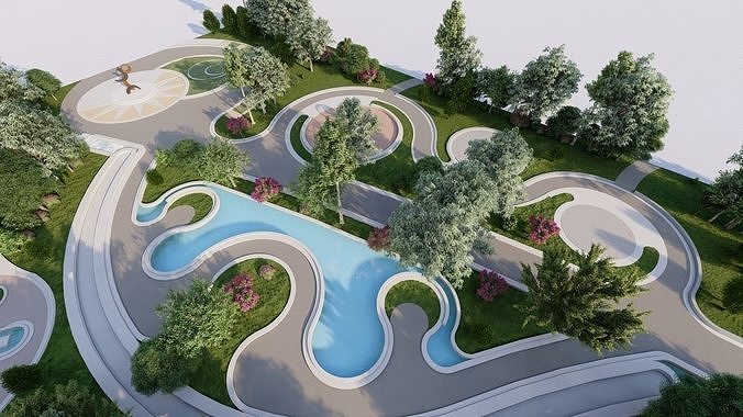 park-public park-Private Park Landscape 3D model 3