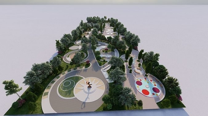 park-public park-Private Park Landscape 3D model 6