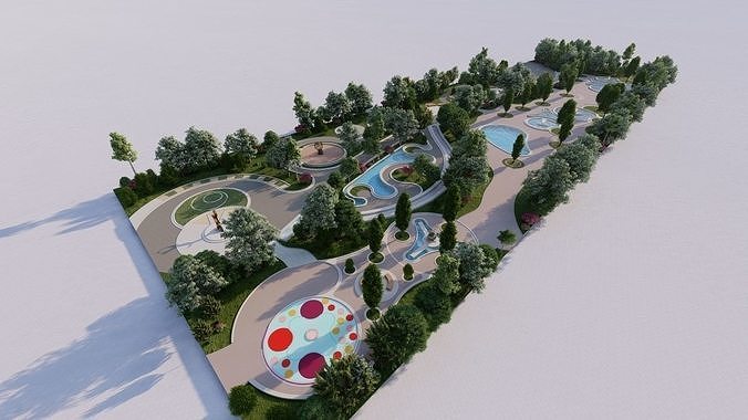 park-public park-Private Park Landscape 3D model 5