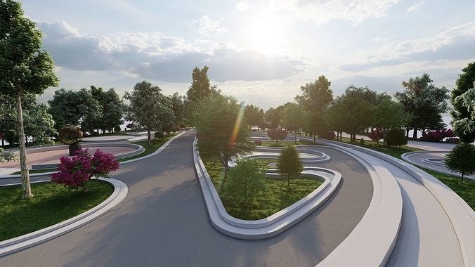 park-public park-Private Park Landscape 3D model 4