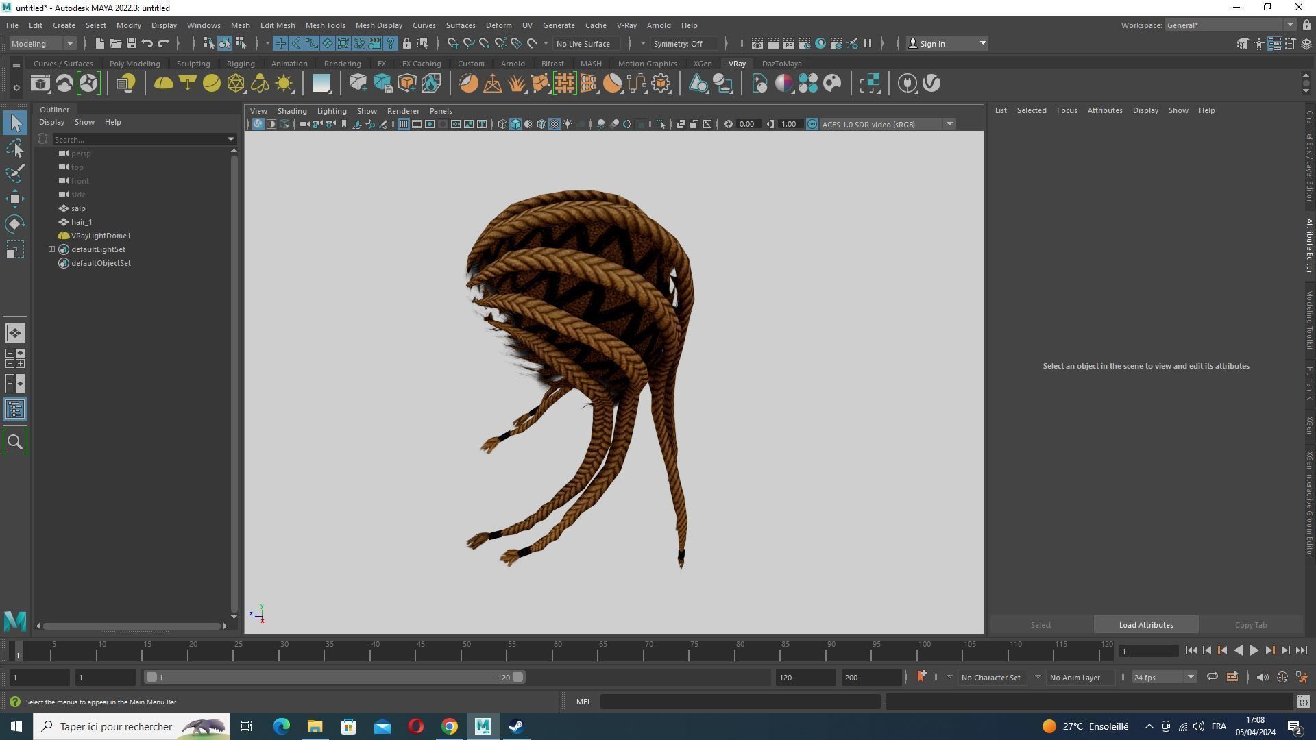 Dread Breaided Hair Low-poly 3D model_12