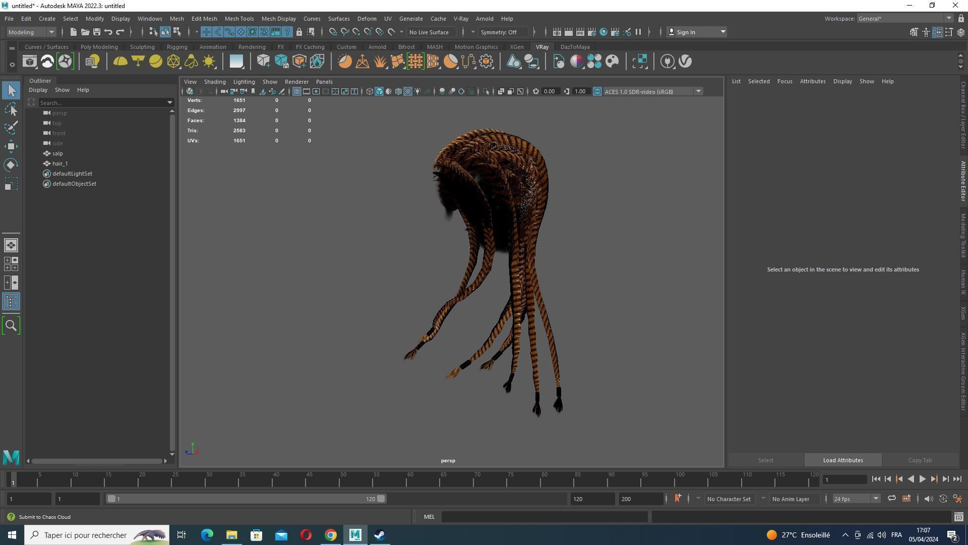 Dread Breaided Hair Low-poly 3D model_11