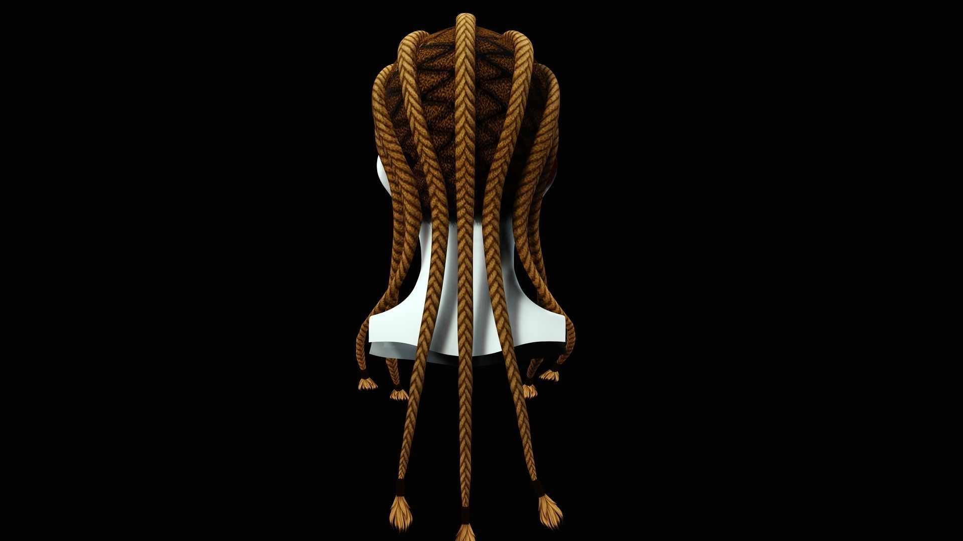 Dread Breaided Hair Low-poly 3D model_5