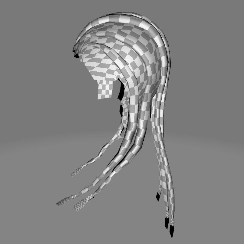 Dread Breaided Hair Low-poly 3D model_13