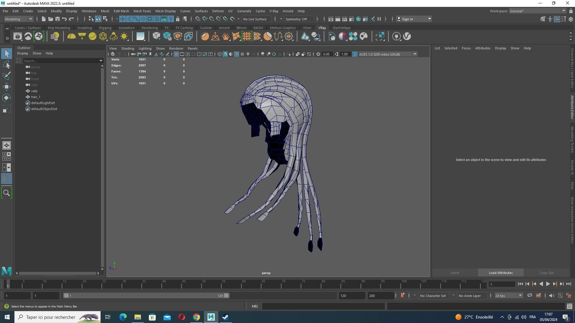 Dread Breaided Hair Low-poly 3D model_10
