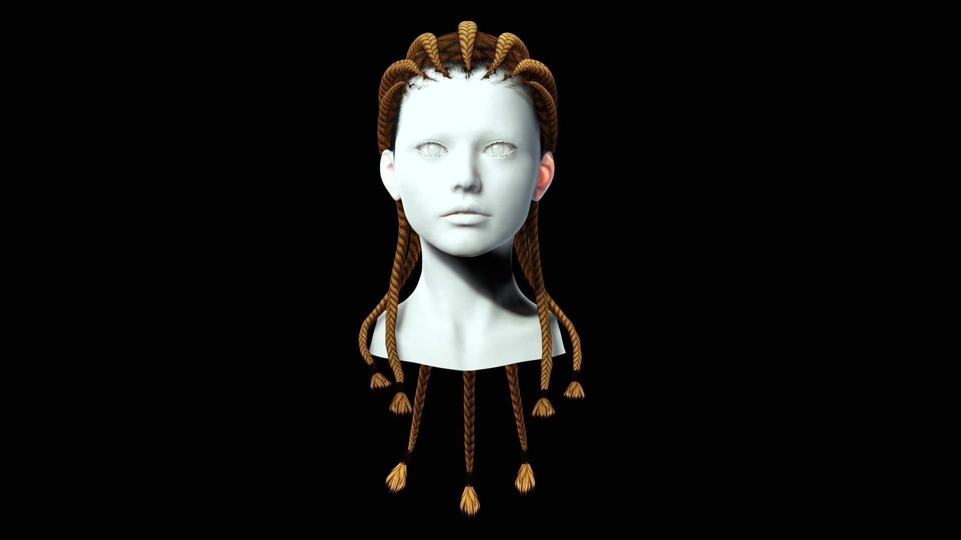 Dread Breaided Hair Low-poly 3D model_2