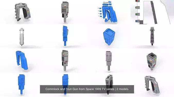 Commlock and Stun Gun from Space 1999 TV series 3D Model Collection