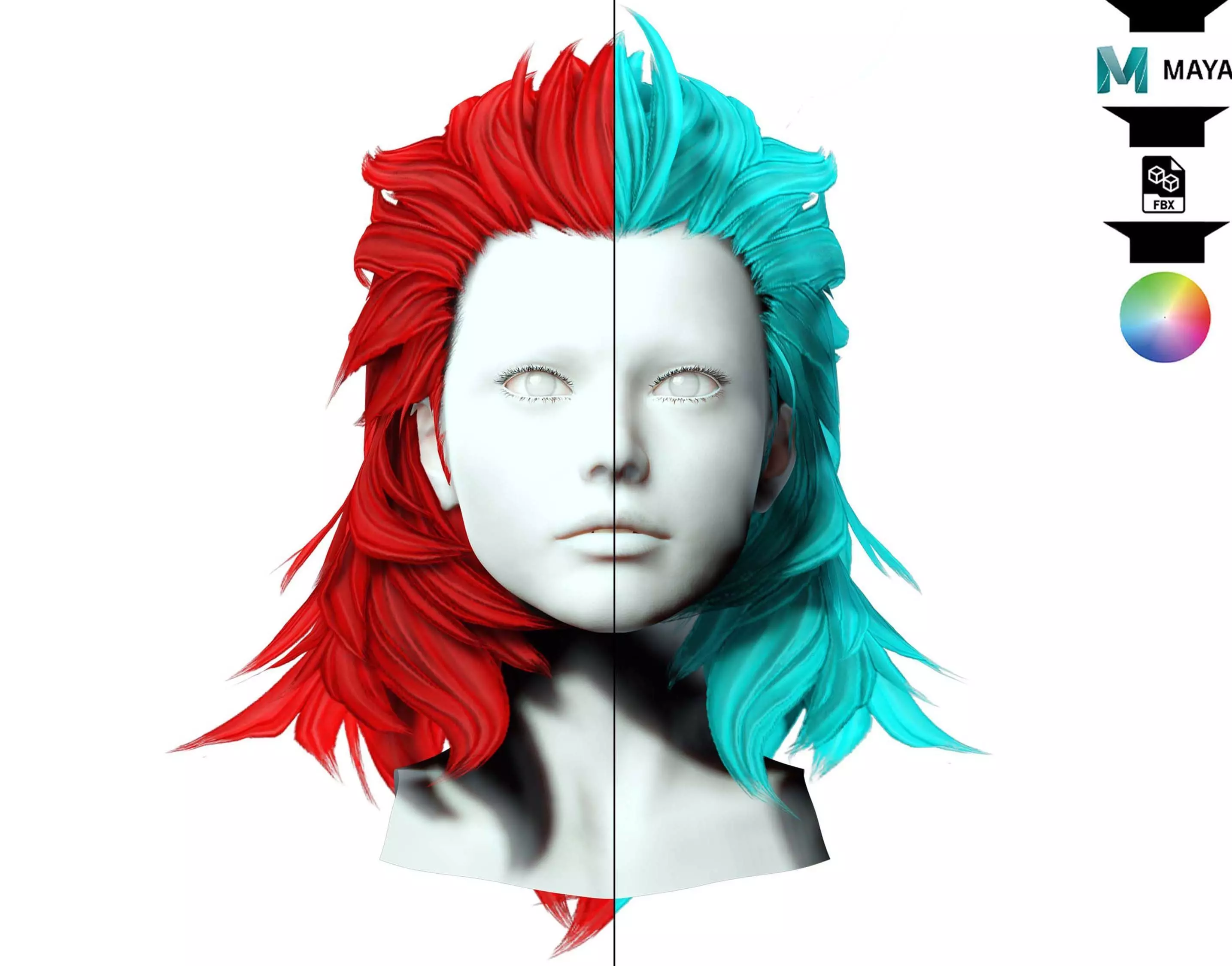 Hair - Urchin Hairstyle Low-poly 3D model