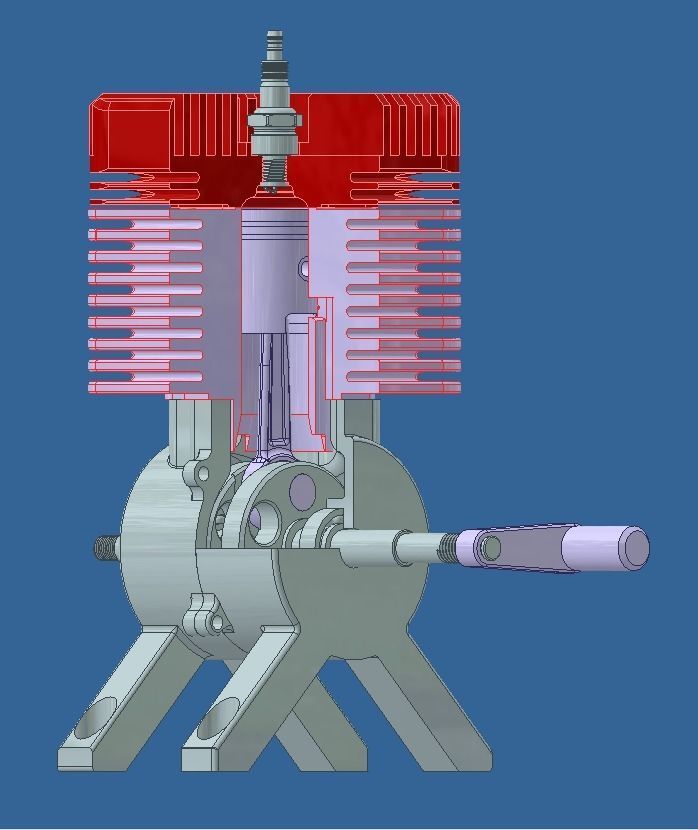 2 stroke Engine Assembly 3D print model_1