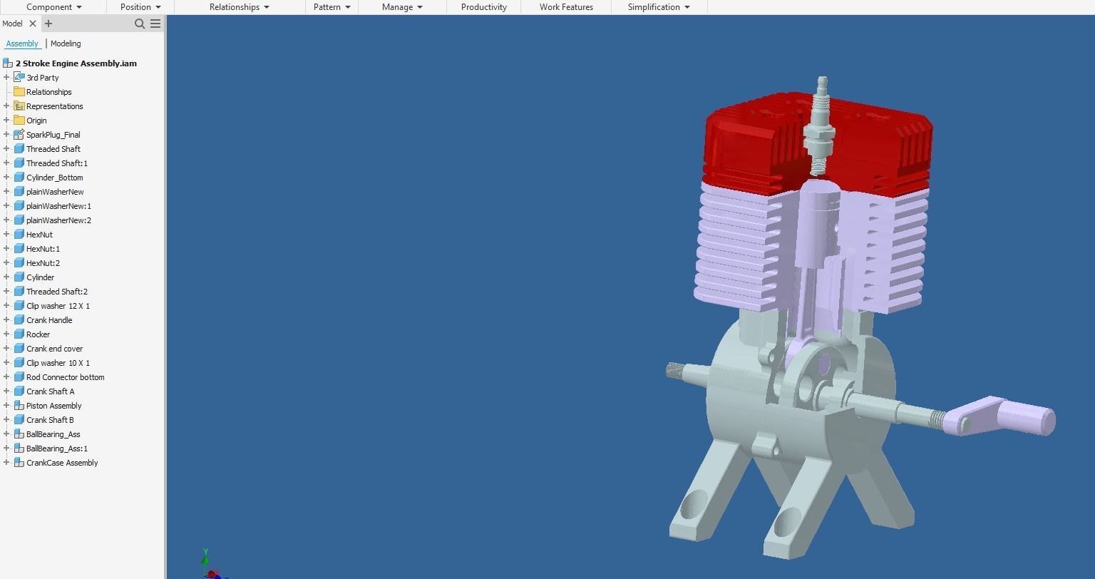 2 stroke Engine Assembly 3D print model_2