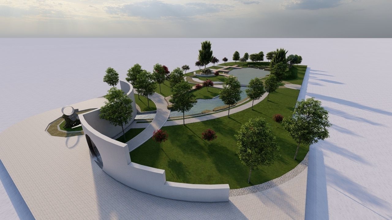 park-public park-Private Park Landscape 3D model_7