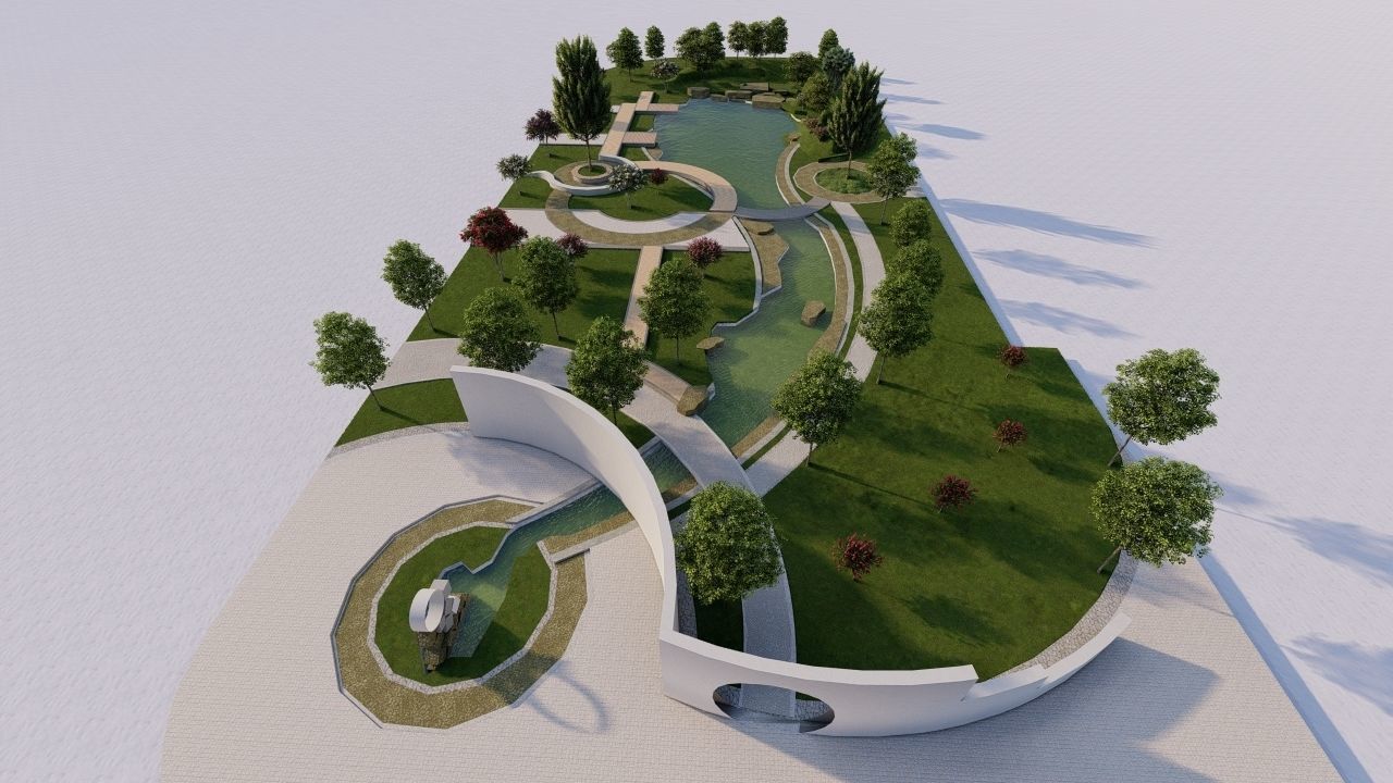 park-public park-Private Park Landscape 3D model_8