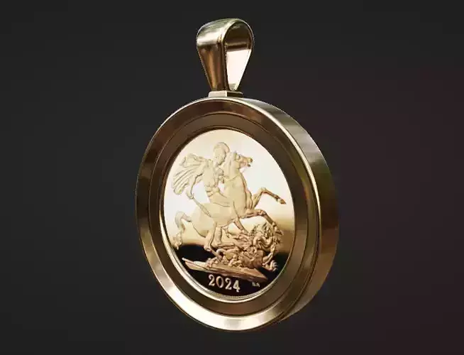 Full gold sovereign coin pendant frame bezel