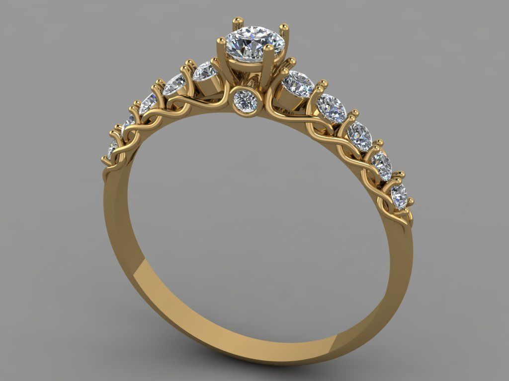 Gold ring 3D print model_2