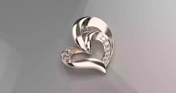 jewelry heart pandant diamond pandant 3d model