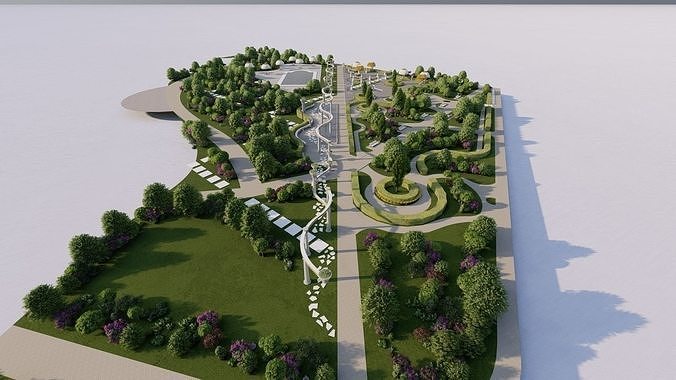 Master park-public park-Private Park Landscape 3D model 5