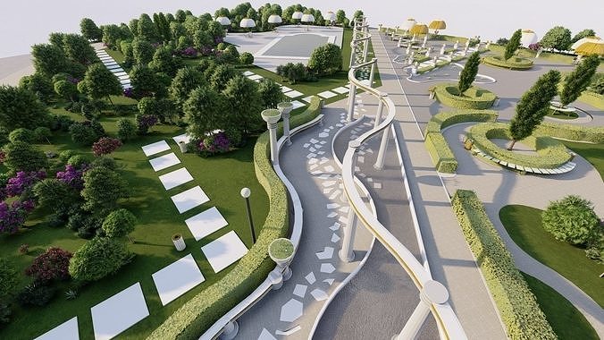 Master park-public park-Private Park Landscape 3D model 4