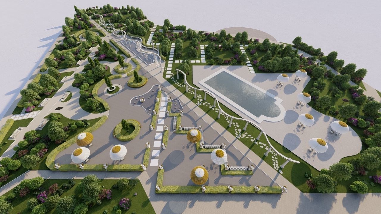 Master park-public park-Private Park Landscape 3D model_14