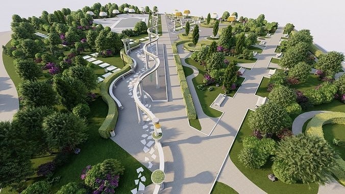 Master park-public park-Private Park Landscape 3D model 3