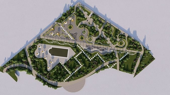 Master park-public park-Private Park Landscape 3D model 2