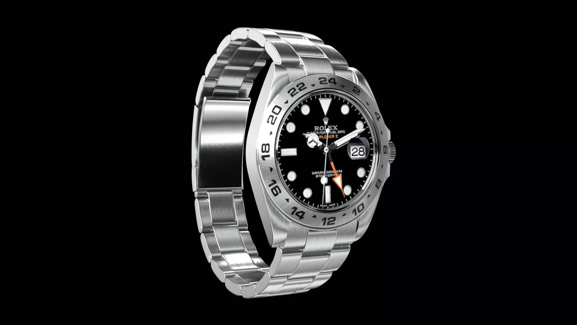 Rolex Explorer II - Black Low-poly 3D model_0