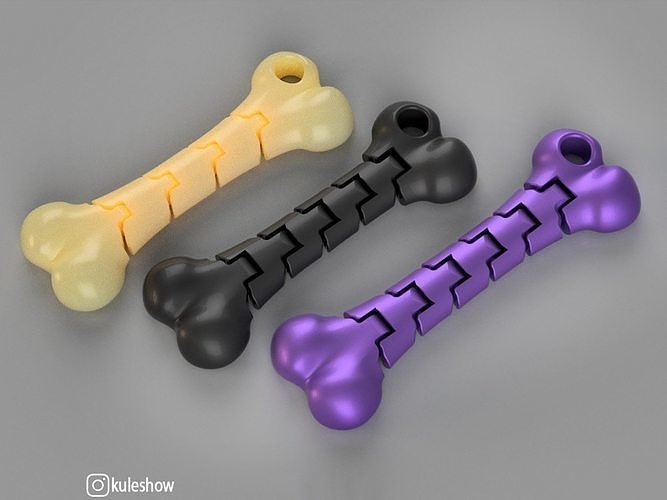 FLEXIBLE BONE KEYCHAIN 3D print model