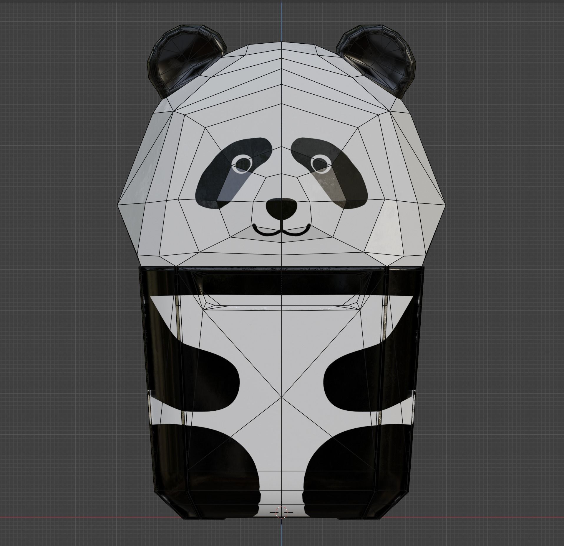 Panda Trash Can Low poly 3D model_12