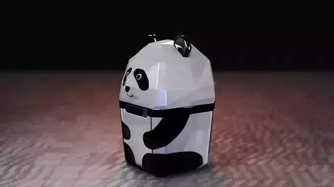 Panda Trash Can Low poly