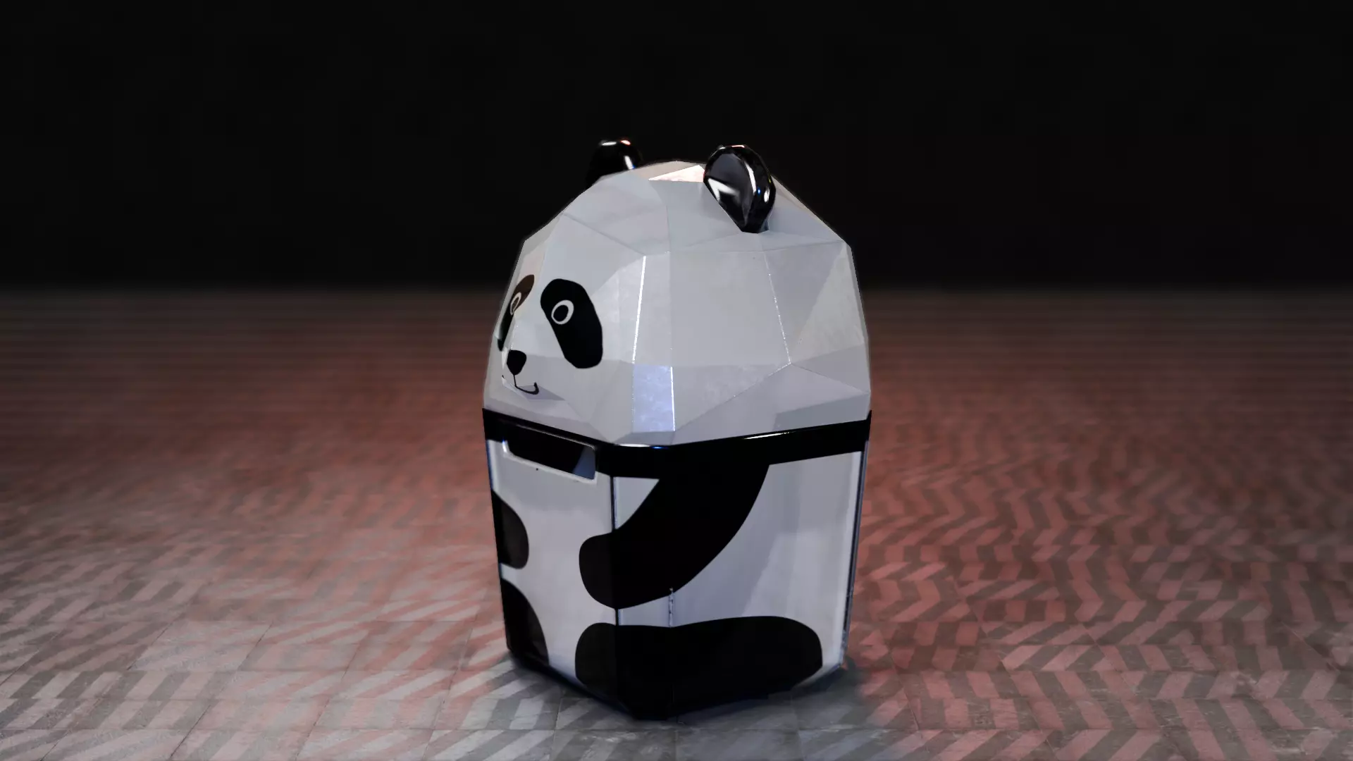 Panda Trash Can Low poly 3D model_0